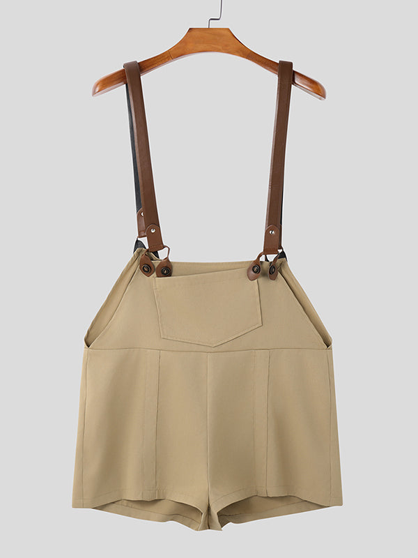 Mens Solid Color Pocket Belted Jumpsuit SKUL04992