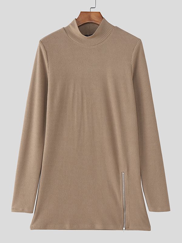 Men's Deconstructed Split Textured Long Sleeve T-shirt SKUL46252