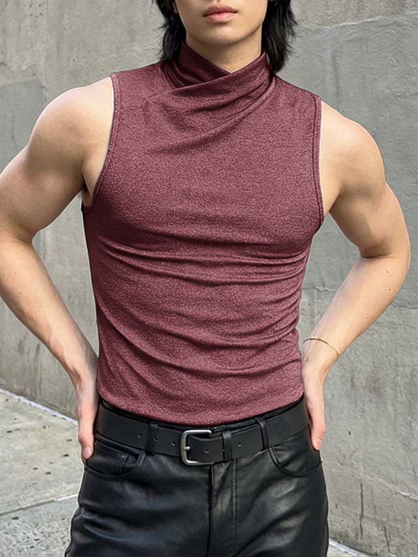 Men's Shiny Solid Color Slim Fit Tank SKUL51878