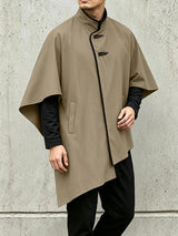 Men's Neo-Chinese Avant-Garde Asymmetrical Hemline Cape Shirt SKUL79043