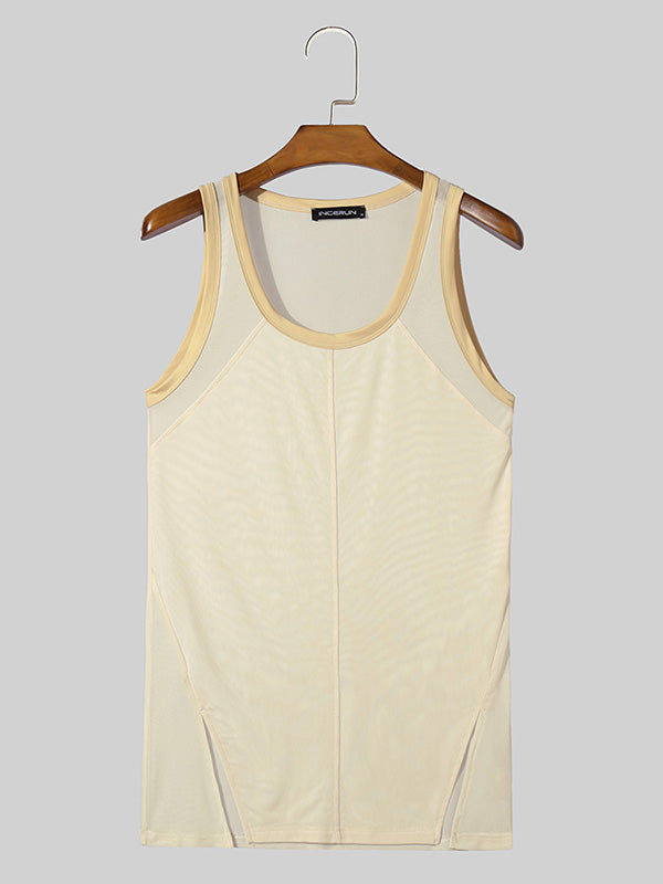 Mens Mesh See Through Split Hem Tank SKUK53567