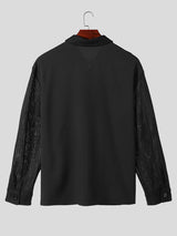 Mens Mesh Hollow-Out Knitted Long-Sleeve Shirt SKUK74684