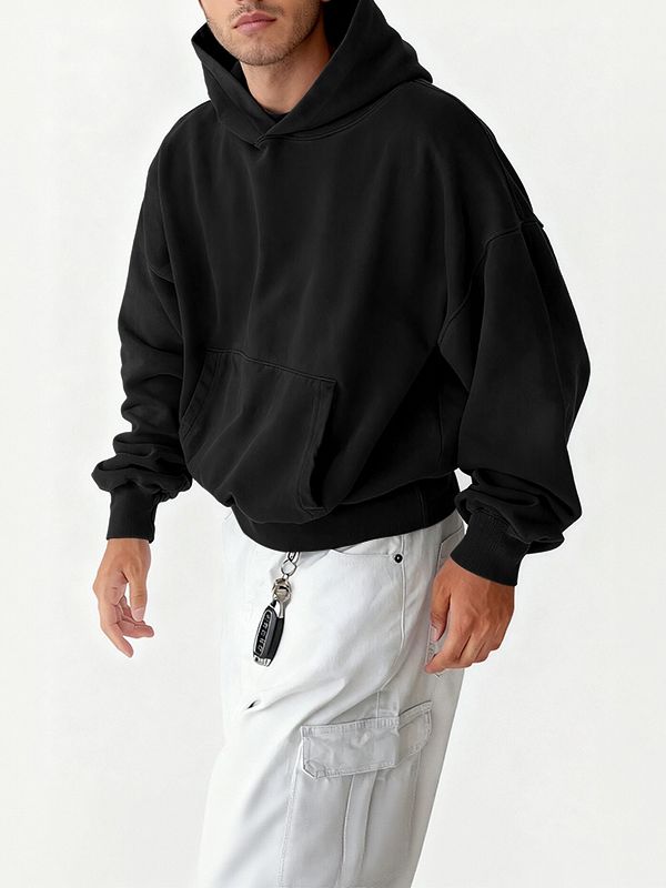 Men's Solid Color Kangaroo Pocket Hoodie SKUL34131