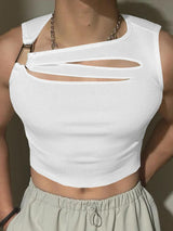 Mens Solid Color Textured Cut-Out Tank SKUL05804