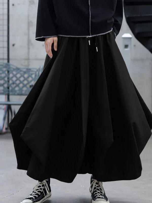 Men's Deconstructed Pleated Loose Fit Wide Leg Pant SKUL48593