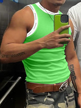 Mens Letter Print Patchwork Knit Tank SKUL02173