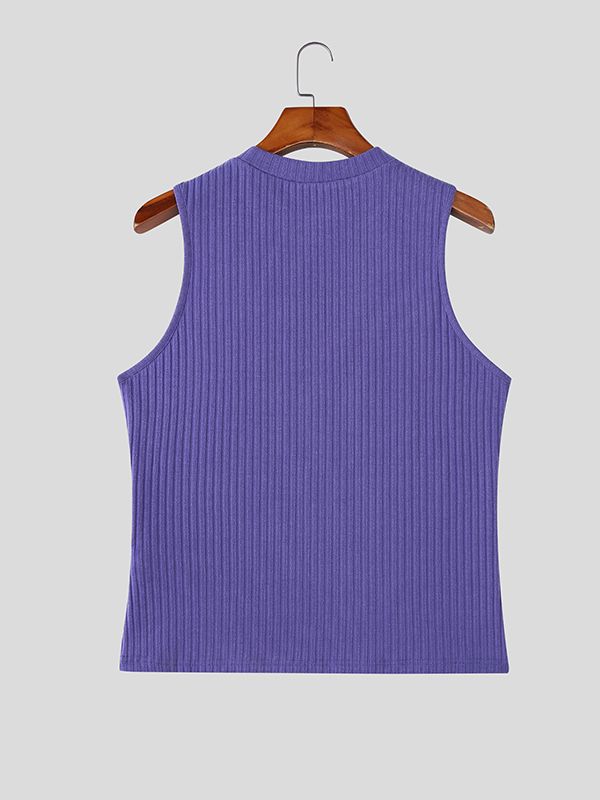 Men's Solid Color Knit Casual Tank SKUL52643