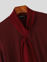 Men's Solid Color Knit Textured Short Sleeve T-shirt SKUL57332