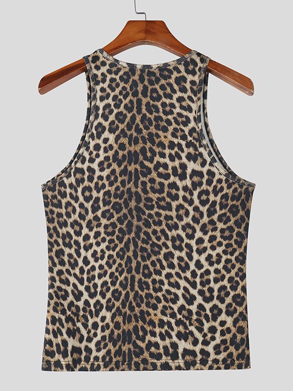 Men's Leopard Print Textured Tank SKUL46089