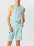 Mens Striped Cutout Sleeveless Two Pieces Outfits SKUK20580