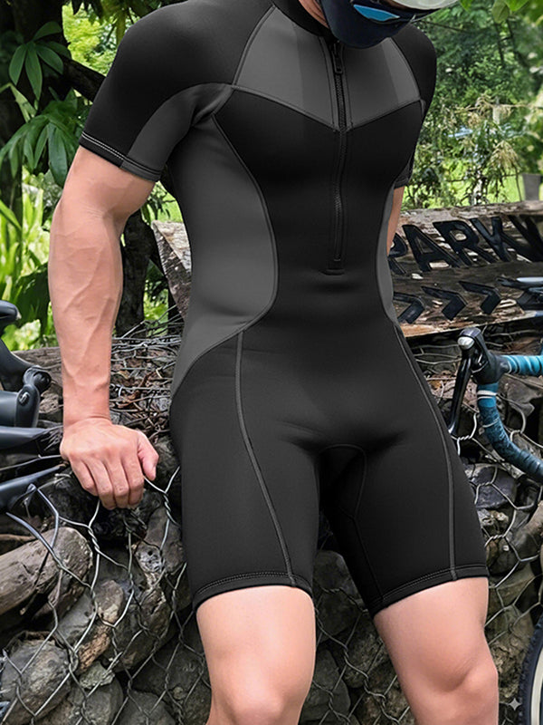 Men's Color Block Short Sleeve Bodysuit SKUL37305