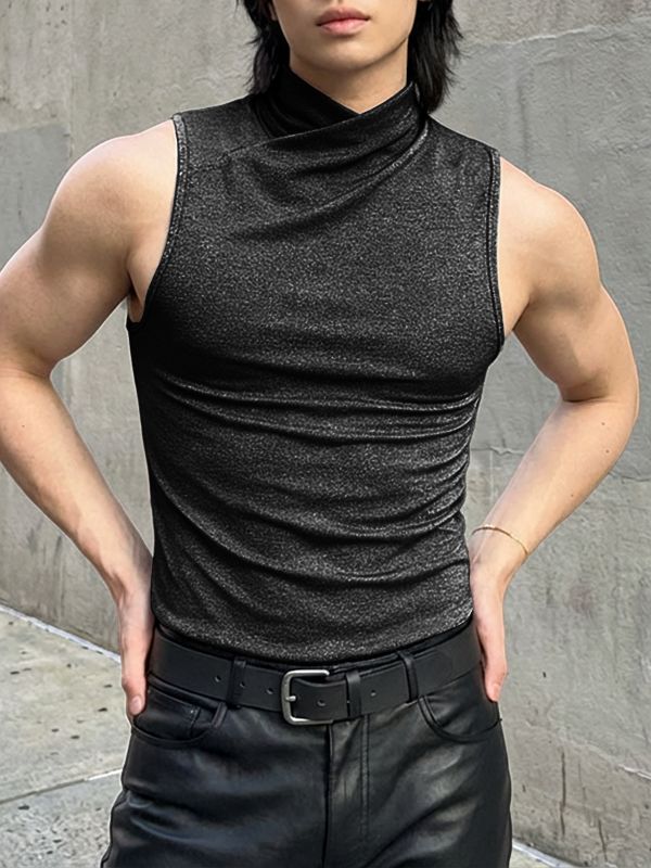 Men's Shiny Solid Color Slim Fit Tank SKUL51878