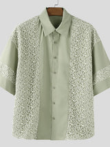 Men's Mesh Patchwork Short Sleeve Shirt SKUL35059