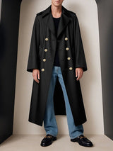 Men's Double Breasted Metal Button Trench Coat SKUL32771