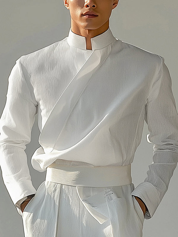 Mens Solid Color Casual Long Sleeve Shirt SKUK99013