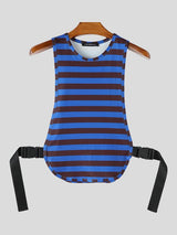 Men's Clubwear Striped Side Buckle Backless Cropped Tank SKUL63073