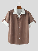 Men's Striped Colorblock Short Sleeve Shirt SKUL27367