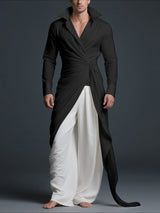 Men's Knotted Stand Collar Long Sleeve Shirt SKUL34072