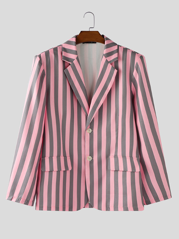 Men's Stripe Contrast Casual Long Sleeve Blazer SKUL29672