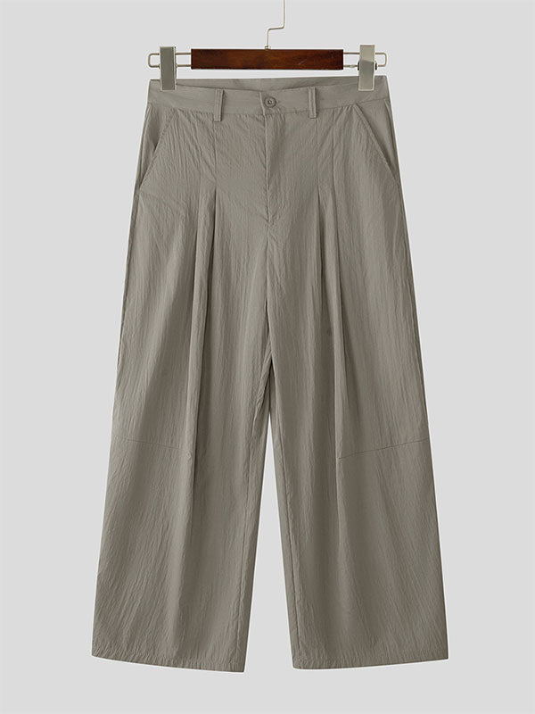 Men's Solid Crinkle Loose Draped Casual Pant SKUL23890