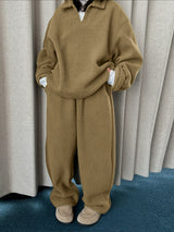 Men's Solid Color Fleece Loose Two Pieces Outfit SKUL38052