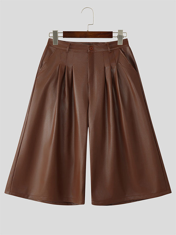 Mens Faux Leather Wide-Leg Pant SKUL12424