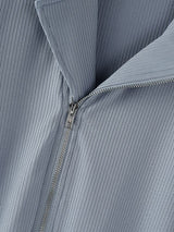 Men's Knitted Texture Lapel Double Zip Long Sleeve Cardigan SKUL35091