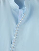 Men's Avant-Garde Asymmetrical Pearl Button Mandarin Collar Sculptural Shirt SKUL57186