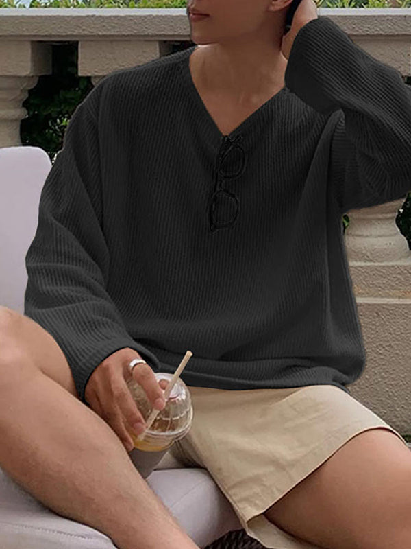 Mens Solid Textured Long Sleeve T-Shirt SKUL02425