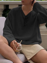 Mens Solid Textured Long Sleeve T-Shirt SKUL02425