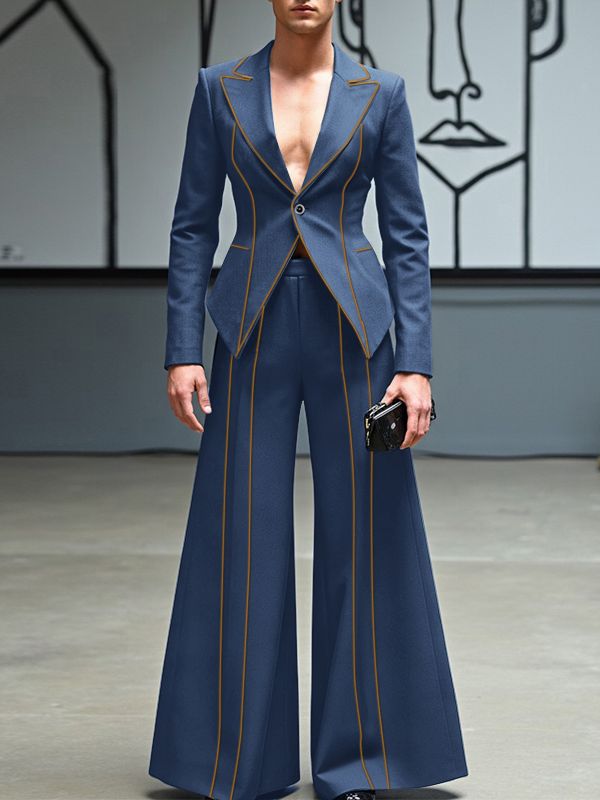 Men's Color Block Stitch Two Pieces Outfit SKUL36450