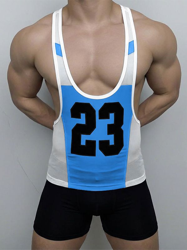 Men's "23" Graphic Deep Scoop Mesh Panel Tank SKUL53030