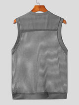 Mens Knit Mesh Patchwork See Through Vest SKUK08376