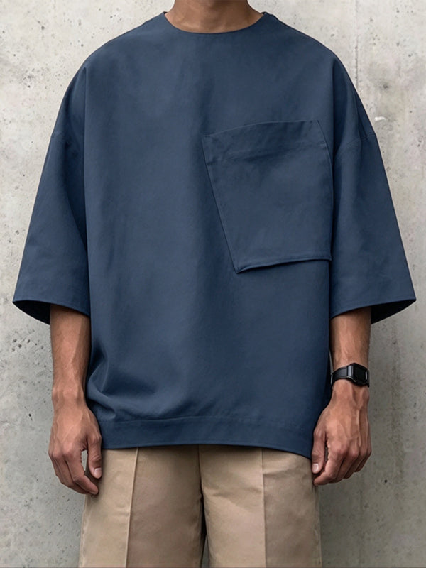 Men's Japanese Cityboy City Walk Oversized Chest Pocket Half Sleeve T-shirt SKUL86039