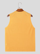 Mens Solid Knit Textured Casual Sleeveless Vest SKUK60298