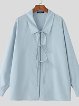 Men's Solid Color Lace Up Long Sleeve Shirt SKUL45166