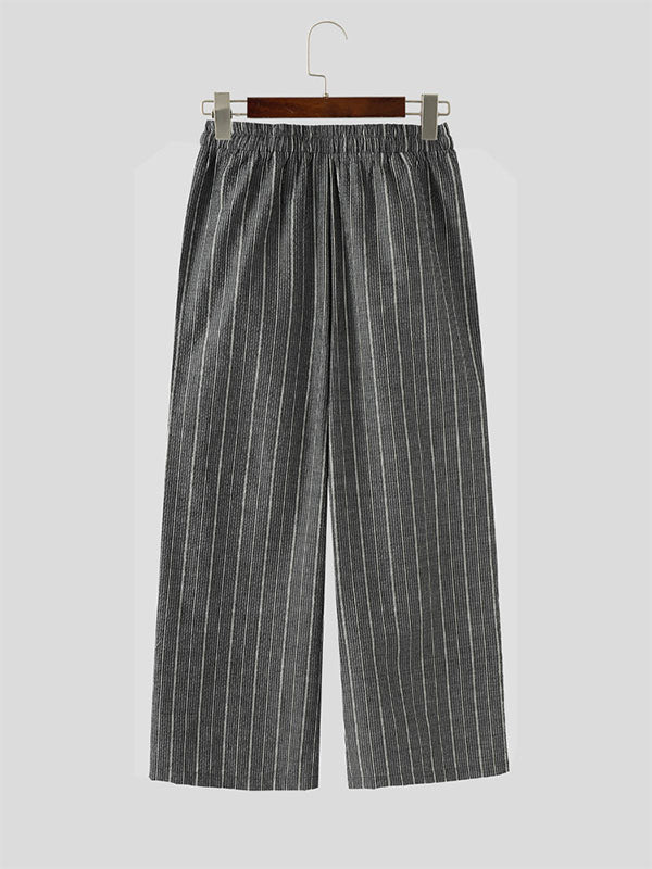 Men's Striped Textured Wide Leg Pant SKUL29704
