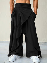 Men's Solid Ruffled Patchwork Pant SKUL35385