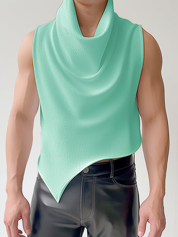 Mens Cowl Neck Irregular Hem Sleeveless Vest SKUK52503