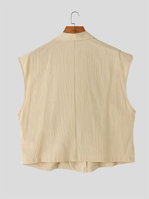 Mens Solid Color Casual Sleeveless Waistcoat SKUL10716