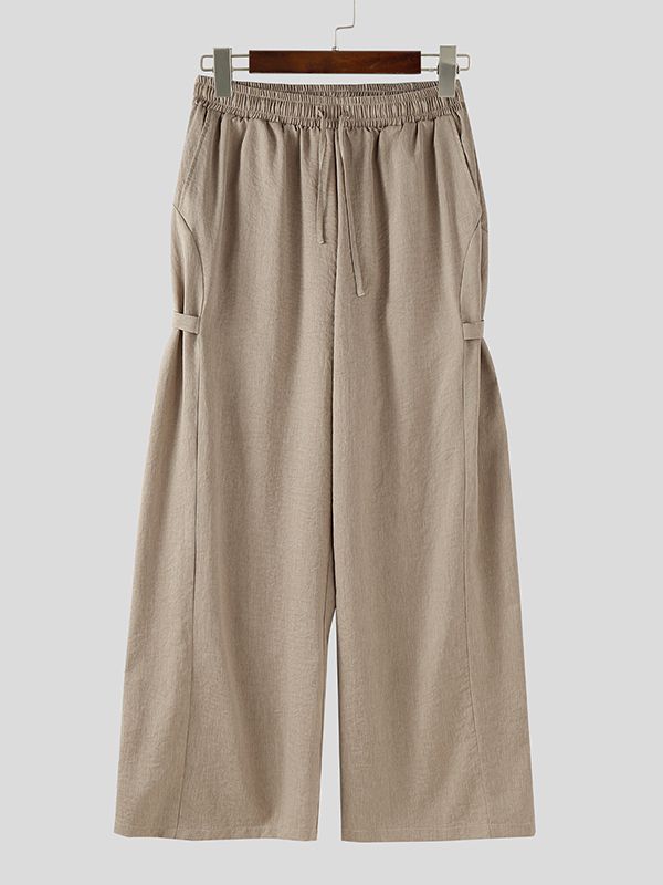 Men's Solid Textured Wide Leg Casual Pant SKUL35121