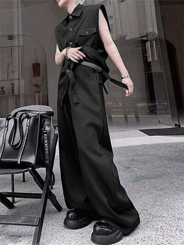 Men's Solid Color Casual Two Pieces Outfit SKUL26990