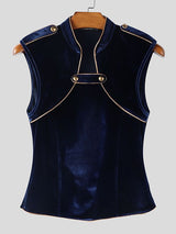 Men's Velvet Contrast Trim Button Tank SKUL49857