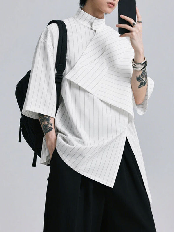 Men's Irregular Stripe 3/4 Length Sleeve Shirt SKUL28479