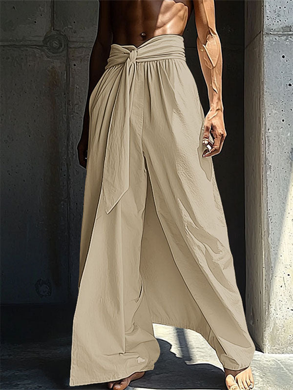 Mens Twist Detail Loose High-Waisted Casual Pant SKUL15578
