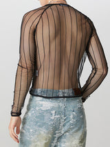 Mens Sheer Mesh Long Sleeve T-Shirt SKUK94774