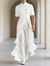 Men's Ruffle Hem Short Sleeve Blazer SKUL22526