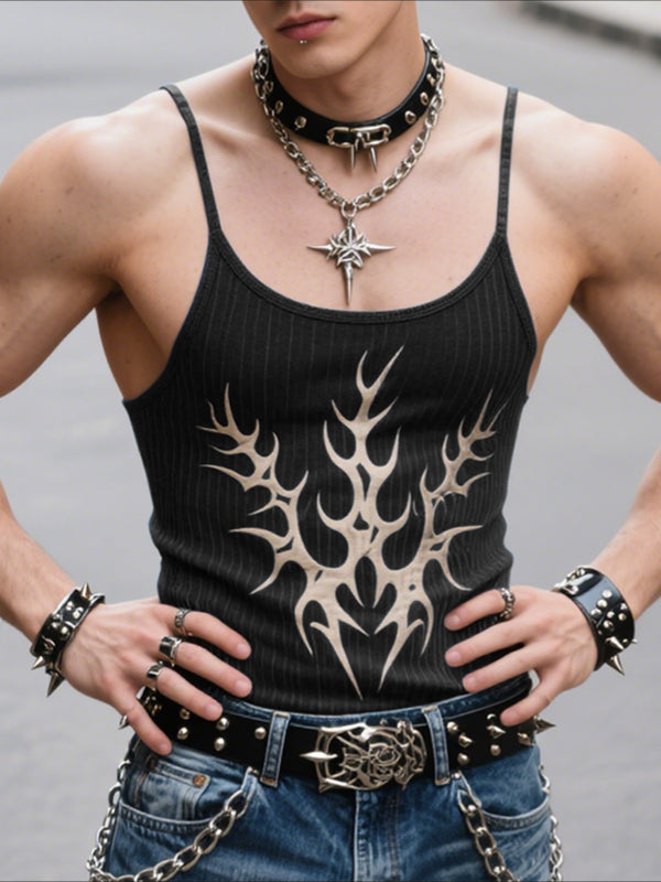 Men's Flame Print Sleeveless Tank SKUL23950