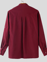 Men's Solid Color Slanted Zip Long Sleeve Shirt SKUL41387