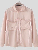 Men's Solid Color Tie Pocket Long Sleeve Shirt SKUL46133